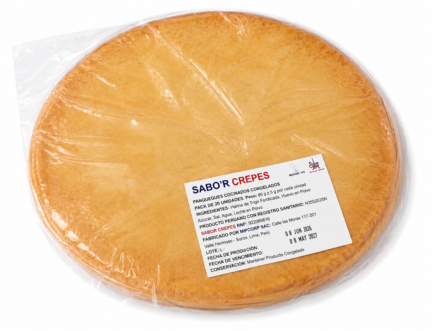 PACK DE 20 CREPES PRECOCIDOS CONGELADOS PARA CAFETERIAS Y RESTAURANTES